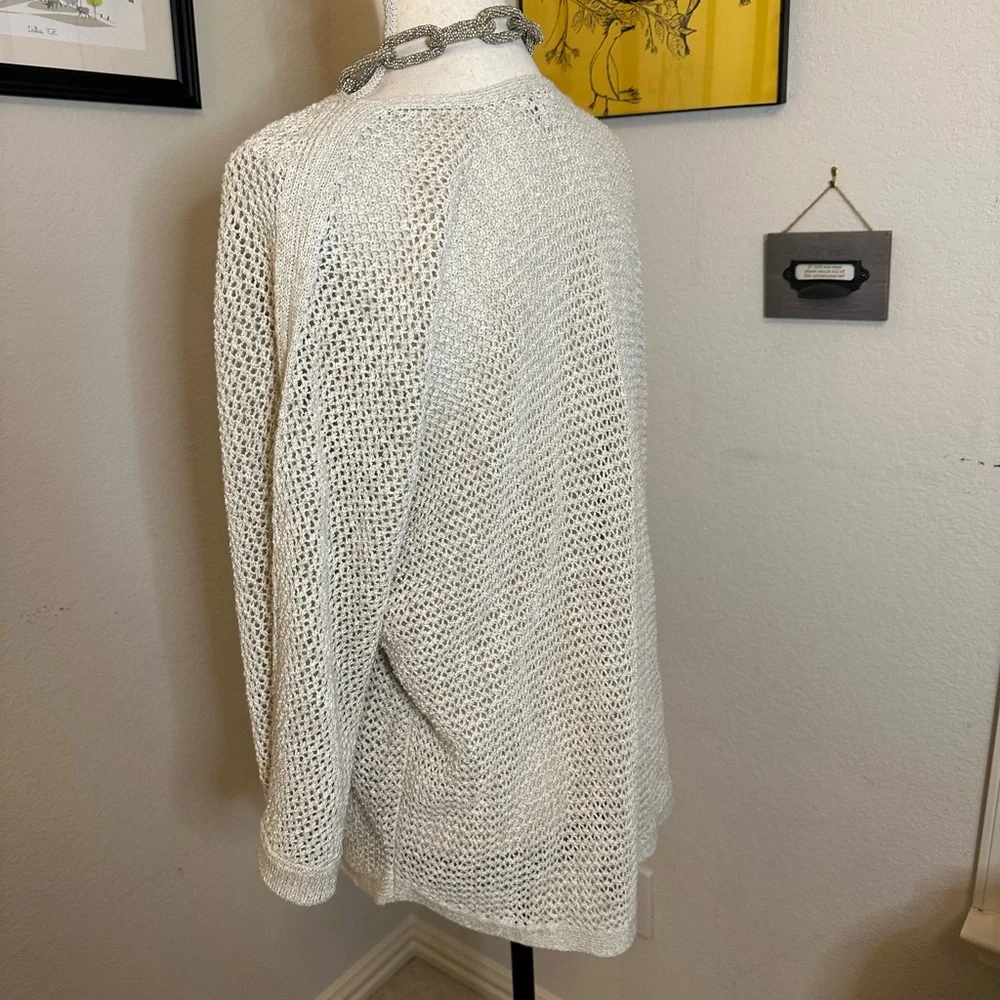 J jill fishnet open weave sweater size L - Picture 4 of 4